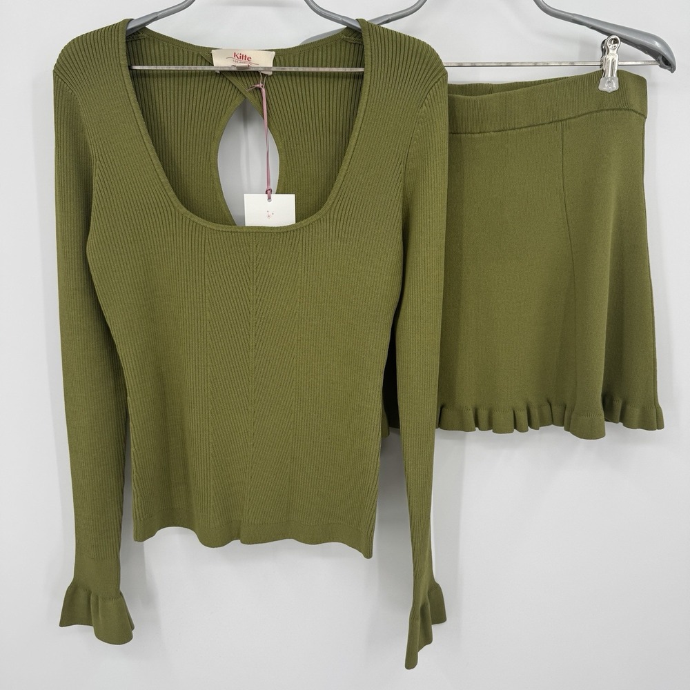 Kilte Collection Nelly Long Sleeve Top & Raleigh Ruffle Skirt Eucalyptus 2 M